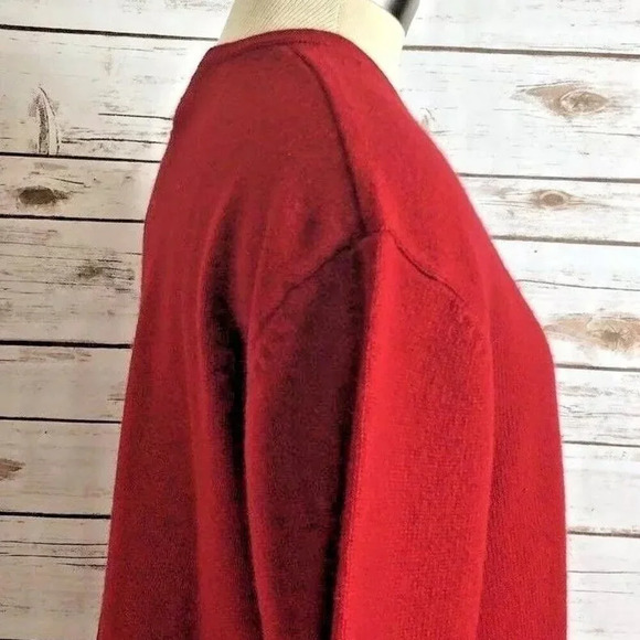 CHARTER CLUB Women Long Sleeve Lambswool Pullover V-Neck Red Sweater Size Medium - Picture 5 of 12
